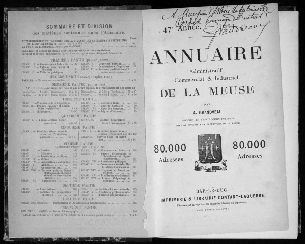 Annuaire administratif, commercial et industriel de la Meuse 1911