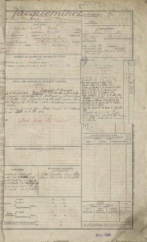1913 - Registre matricules n° 501-1000