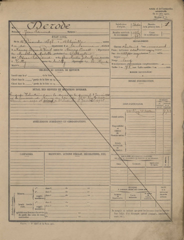 1917 - Etrangers à la subdivision : matricules n° 1-537