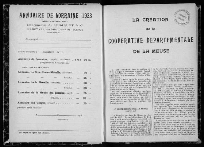 Annuaire administratif, commercial et industriel de la Meuse 1932