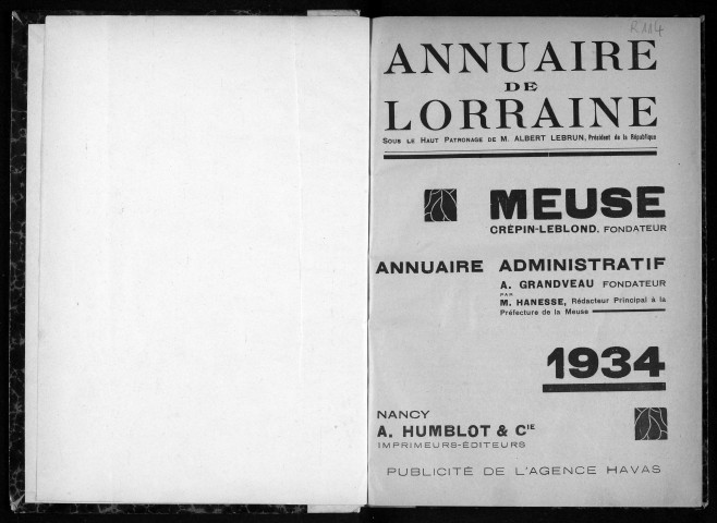 Annuaire administratif, commercial et industriel de la Meuse 1934