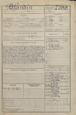1921 - Registre matricules n° 2087-2417