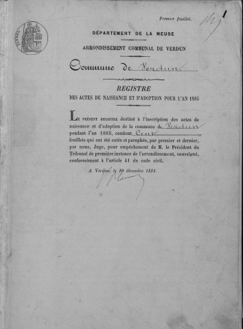 Naissances, Décès (1885)