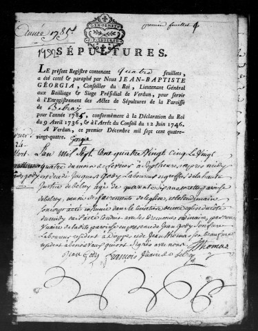 Sépultures, Publicationdesactesdemariages (1785-1802)