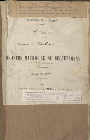1914 - Registre matricules n° 1001-1500