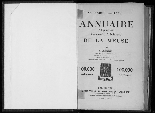 Annuaire administratif, commercial et industriel de la Meuse 1924