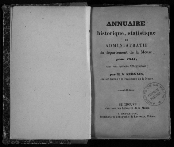 Annuaire historique, statistique et administratif du département de la Meuse 1844
