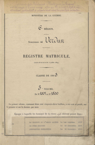1903 - Registre matricules n° 1001-1500