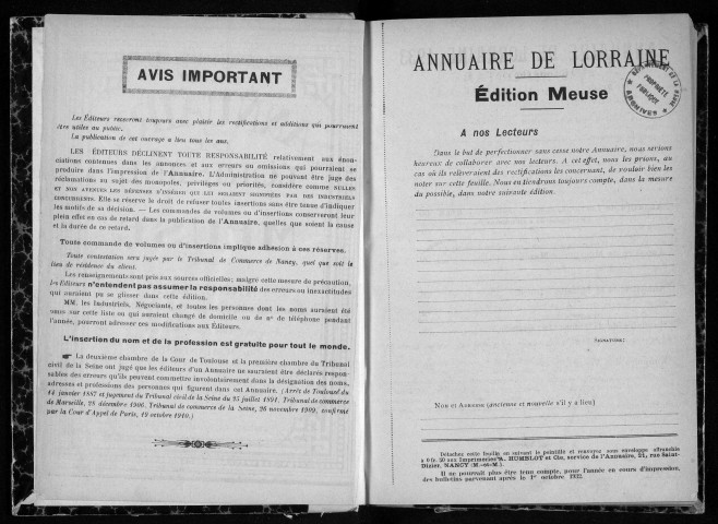 Annuaire administratif, commercial et industriel de la Meuse 1932