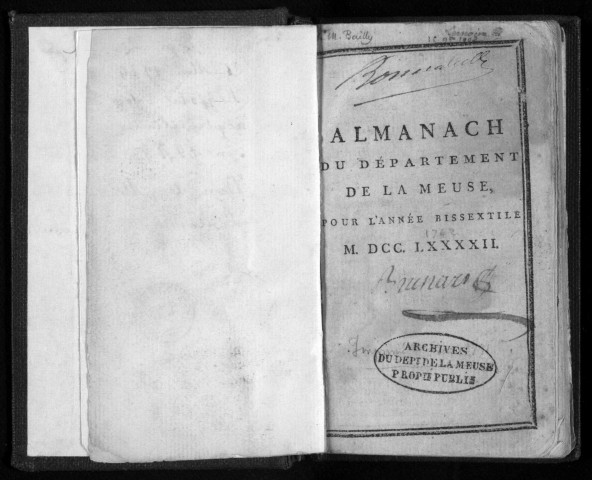 Almanach du département de la Meuse 1792