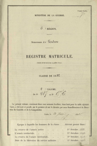 1882 -Registre matricules n° 487-976