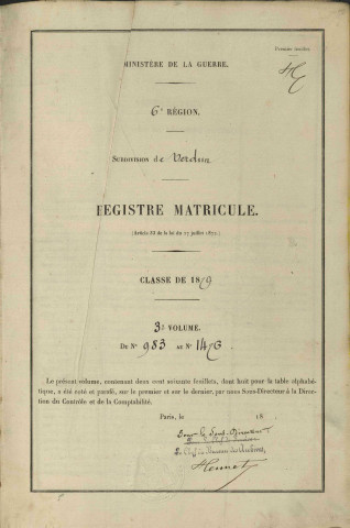 1879 - Registre matricules n° 983-1476