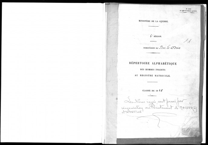 1915 - Répertoire alphabétique