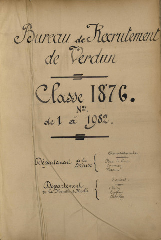 1876 - Registre et répertoire alphabétique