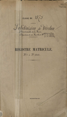 1875 - Registre et répertoire alphabétique