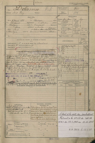 1918 - Registre matricules n° 501-1000