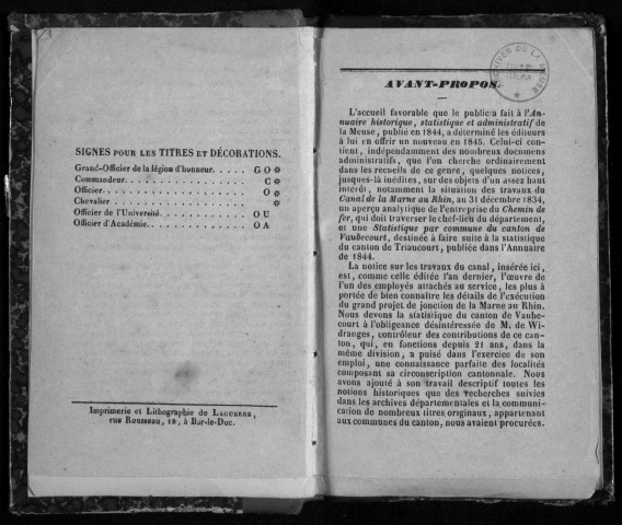 Annuaire historique, statistique et administratif du département de la Meuse 1845