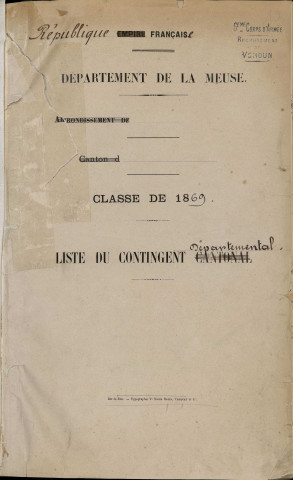 1869 - Registre et répertoire alphabétique