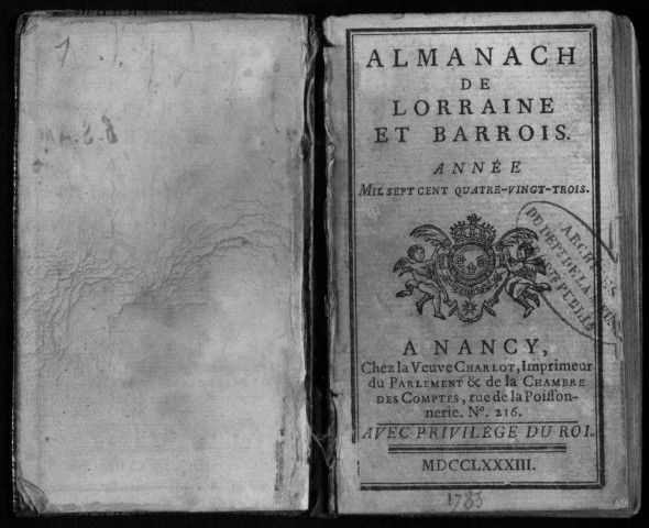 Almanach de Lorraine et Barrois 1783