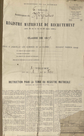 1909 - Registre matricules n° 2133-2504