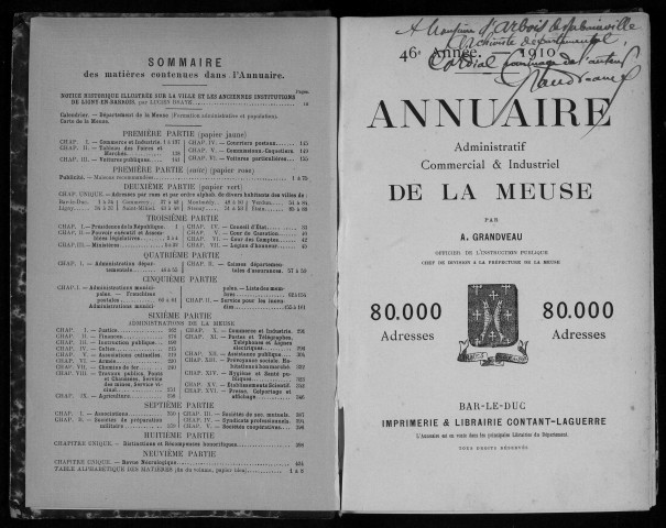 Annuaire administratif, commercial et industriel de la Meuse 1910