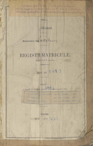 1910 - Registre matricules n° 1-500