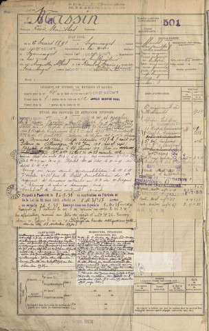 1911 - Registre matricules n° 501-1000