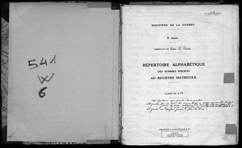 1913 - Répertoire alphabétique