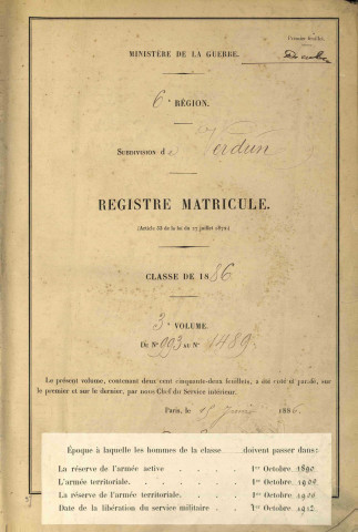 1886 - Registre matricules n° 993-1489