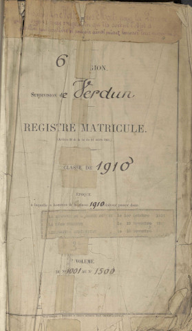 1910 - Registre matricules n° 1001-1500