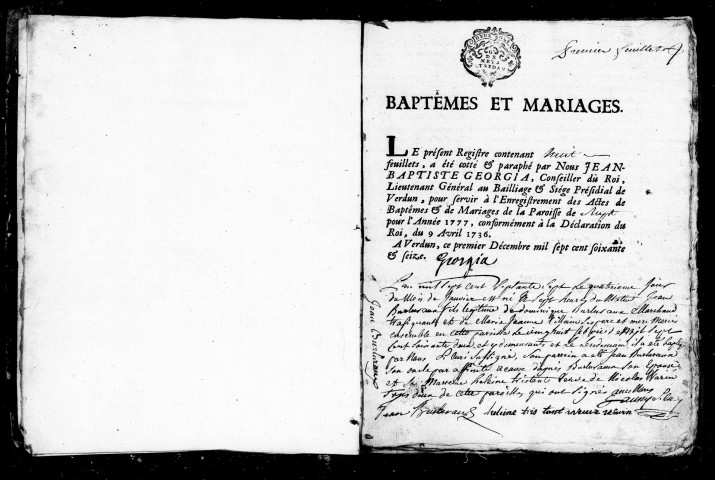 Baptêmes, Mariages (1777-1792)