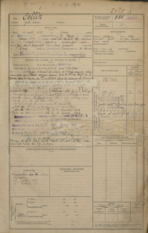 1919 - Registre matricules n° 2073-2396