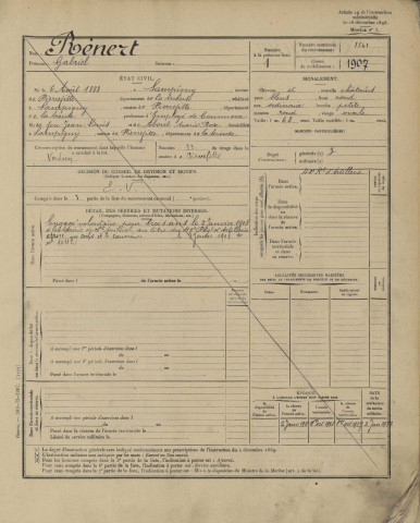 1907 - Etrangers à la subdivision : matricules n° 1-495