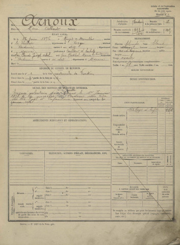 1916 - Etrangers à la subdivision : matricules n° 1-500