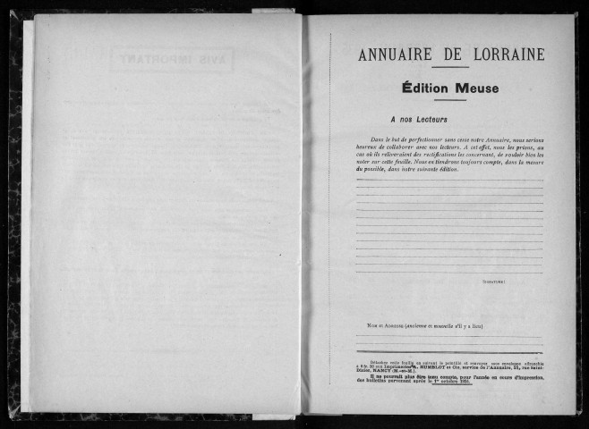 Annuaire administratif, commercial et industriel de la Meuse 1934