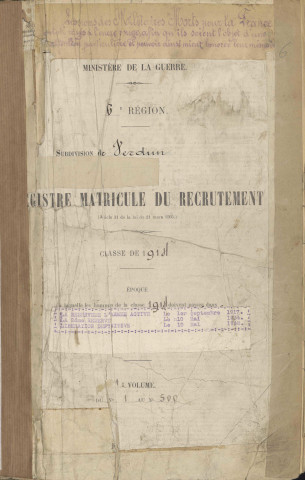 1914 - Registre matricules n° 1-500