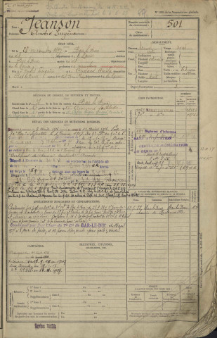 1917 - Registre matricules n° 501-1000