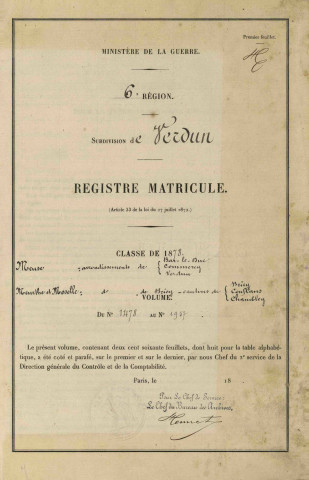 1878 - Registre matricules n° 1478-1957