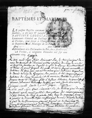 Baptêmes, Mariages, Sépultures (1766-1779)