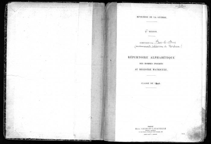 1890 - Répertoire alphabétique