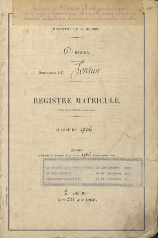 1906 - Registre matricules n° 501-1000