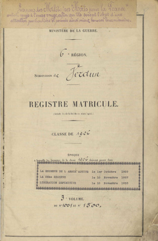 1906 - Registre matricules n° 1001-1500