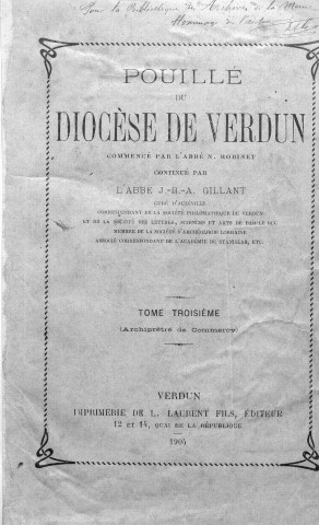 Pouillé du diocèse de Verdun, t.3, Verdun, Laurent fils, 1904, 845 p.