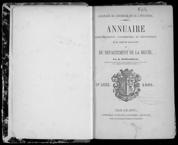 Annuaire administratif, commercial et industriel de la Meuse 1881-1882
