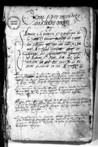 Baptêmes, Mariages, Sépultures (1603-1744)