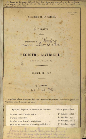 1888 - Registre matricules n° 1-491