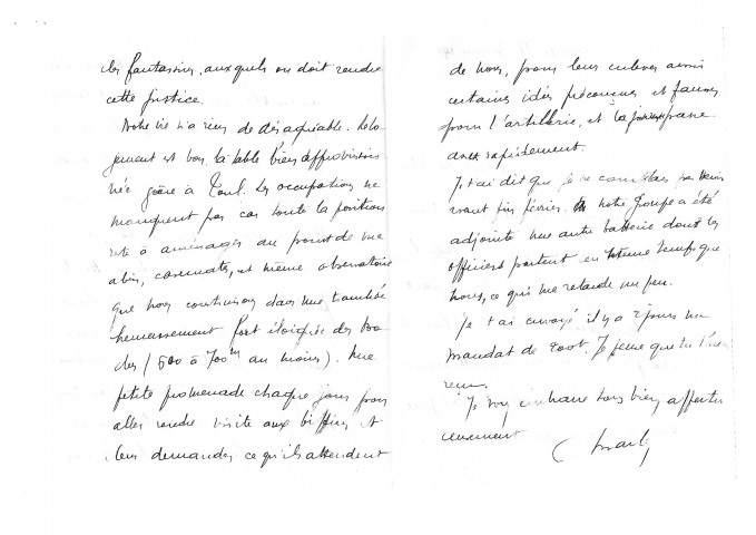 Lettres envoyées par Charles Carcopino.