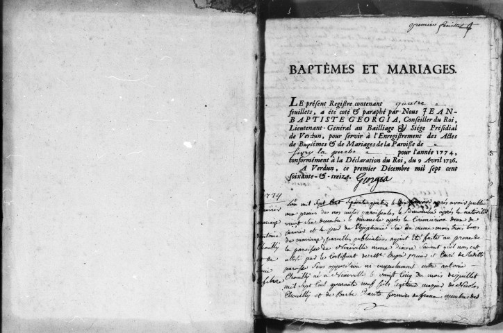 Baptêmes, Mariages, Sépultures (1774-1802)