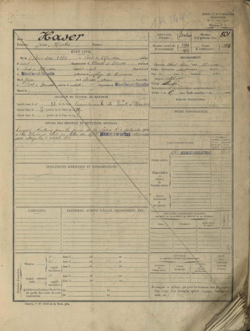 1914 - Etrangers à la subdivision : matricules n° 501-996