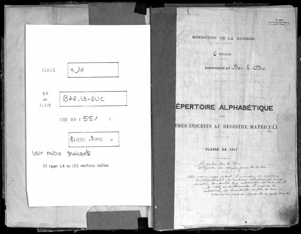 1910 - Répertoire alphabétique